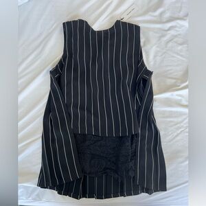 Yigal Azrouel NWT Pleated Back Tank in Black stripes US6